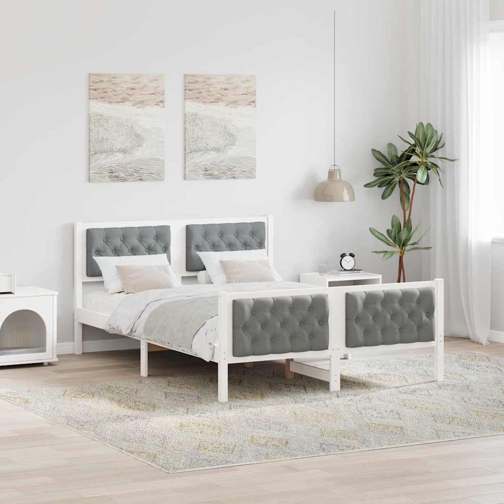 Krevetna konstrukcija s uzglavljem Svijetlo siva 140 x 190 cm