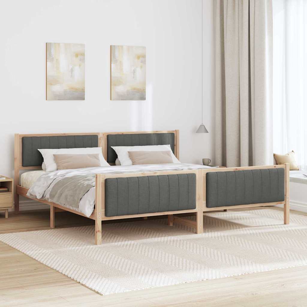 Okvir kreveta smeđe i tamnosivo 200 x 200 cm Masivna borovina