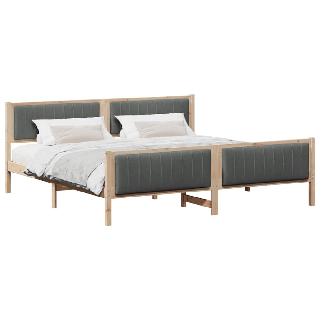 Okvir kreveta smeđe i tamnosivo 200 x 200 cm Masivna borovina