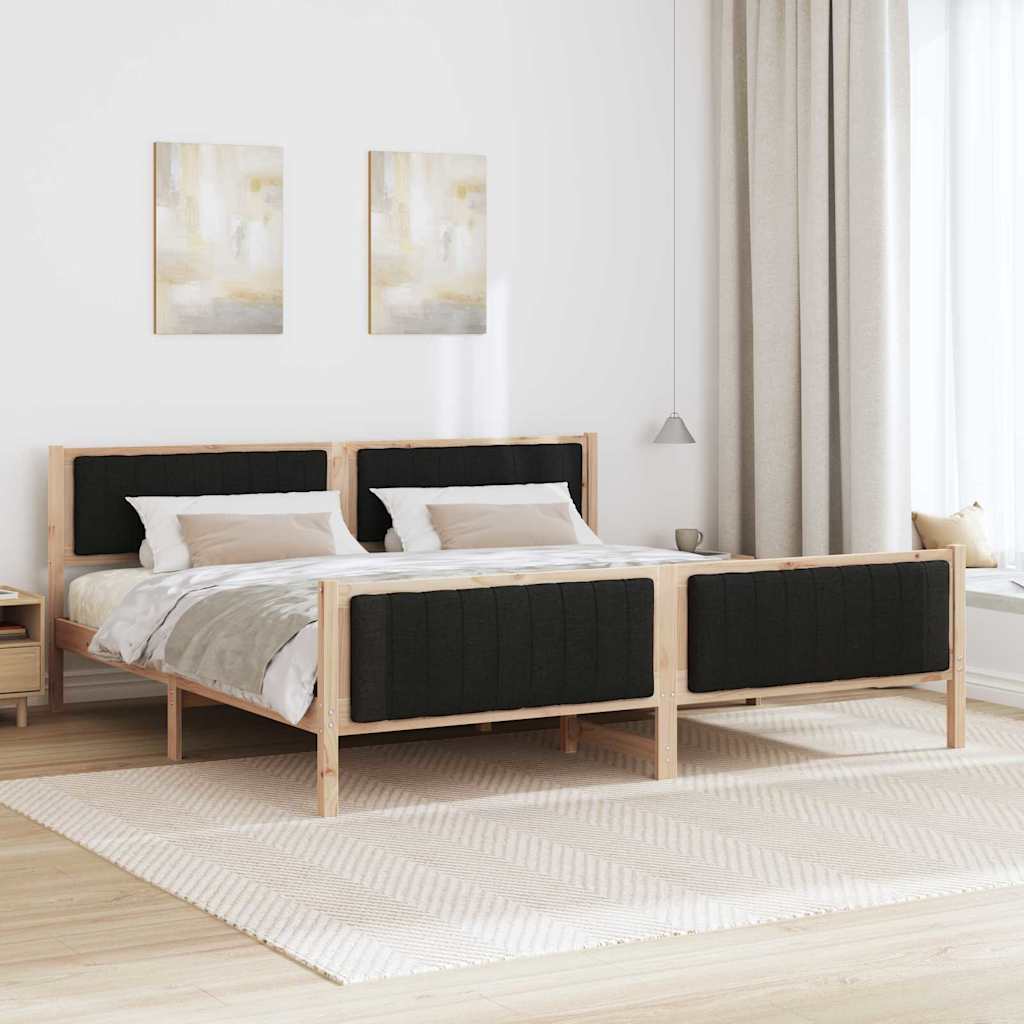 Okvir kreveta Smeđa i crna 200 x 200 cm Masivna borovina