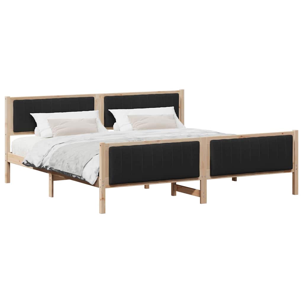Okvir kreveta Smeđa i crna 200 x 200 cm Masivna borovina