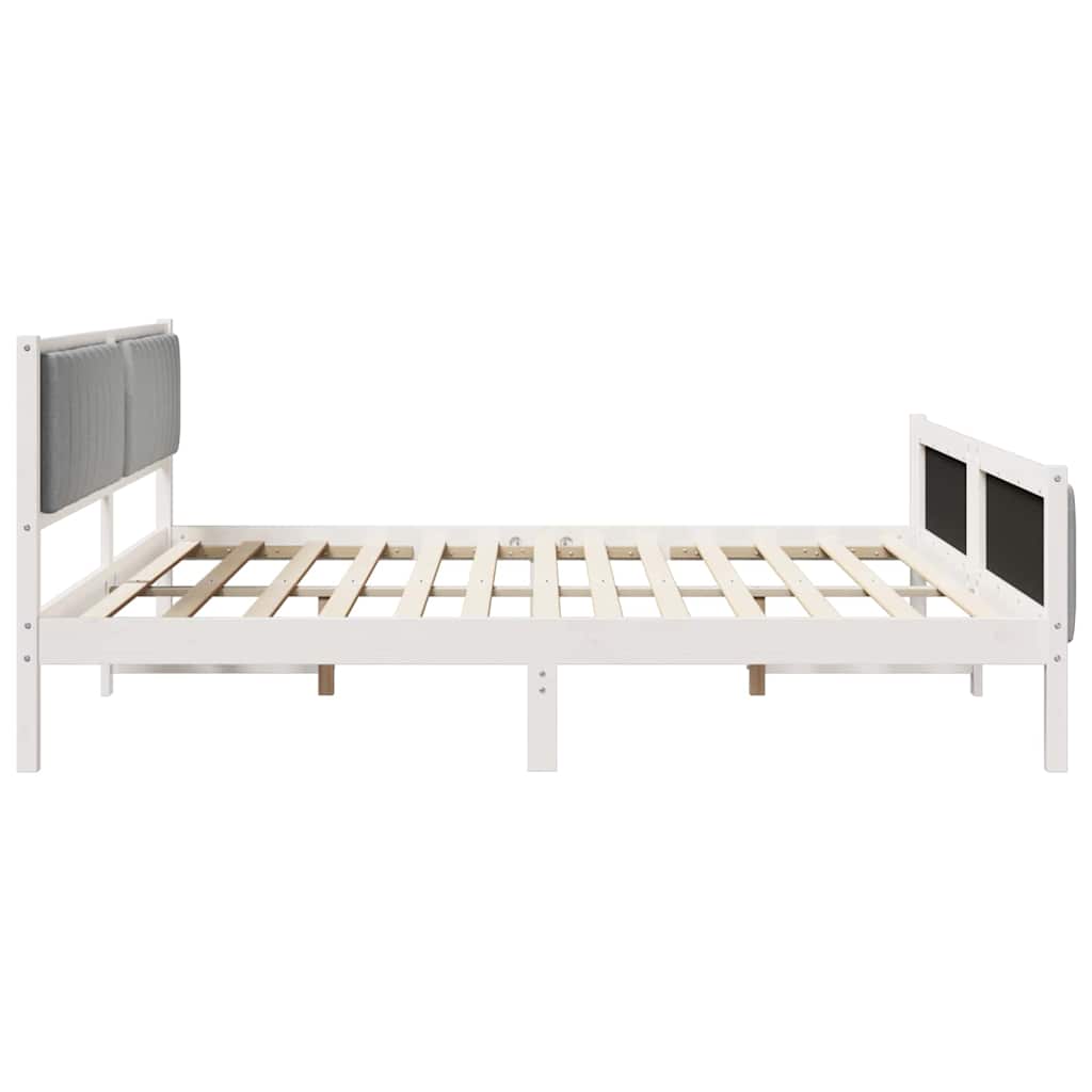 Okvir kreveta s uzglavljem Bijela i svijetlosiva 200 x 200 cm