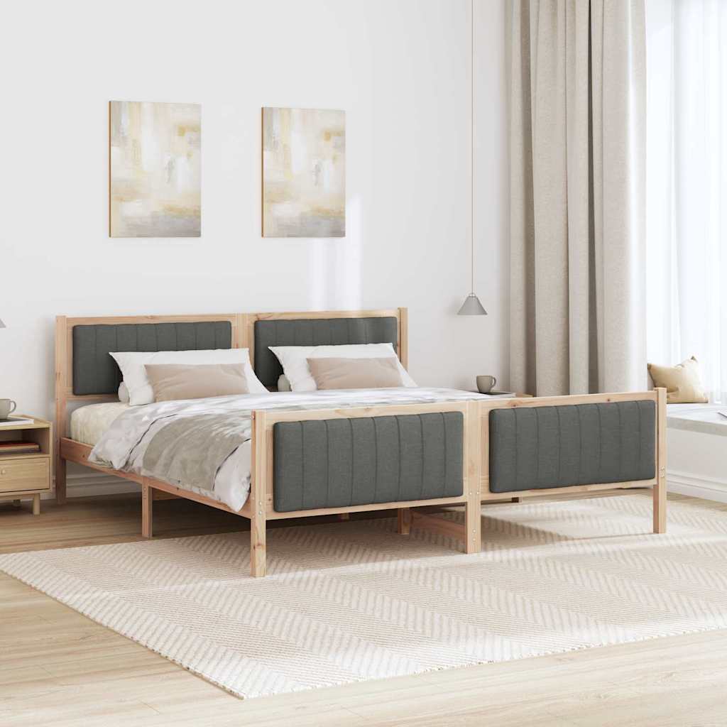 Okvir kreveta smeđe i tamnosivo 180 x 200 cm Masivna borovina