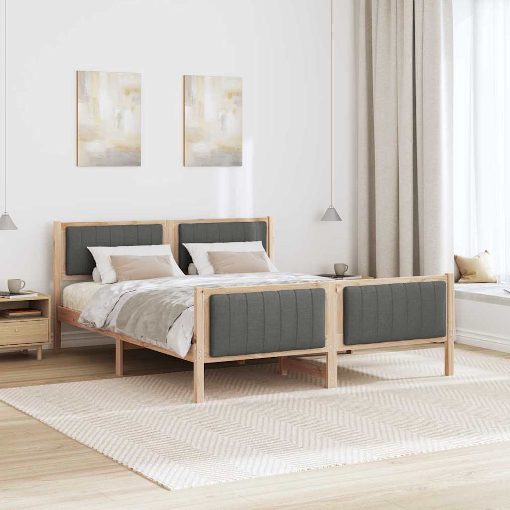 Okvir kreveta smeđe i tamnosivo 160 x 200 cm Masivna borovina