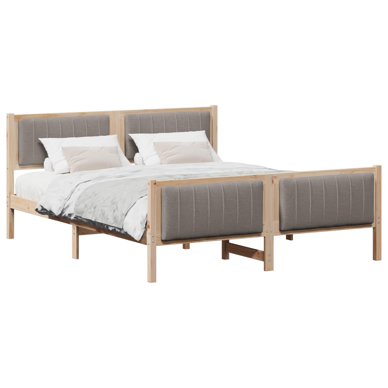 Okvir kreveta Smeđa i taupe 160 x 200 cm Masivna borovina