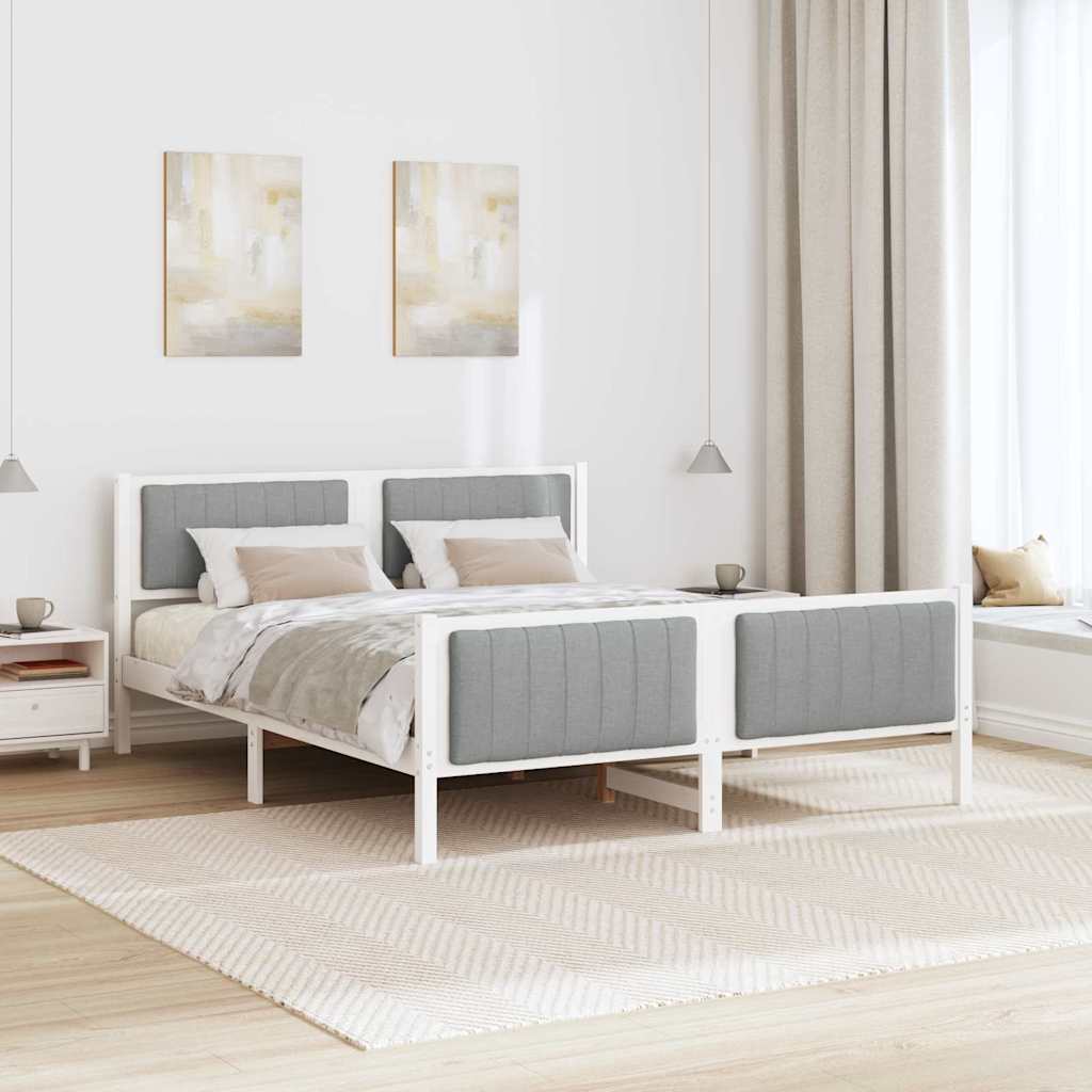Okvir kreveta s uzglavljem Bijela i svijetlosiva 160 x 200 cm
