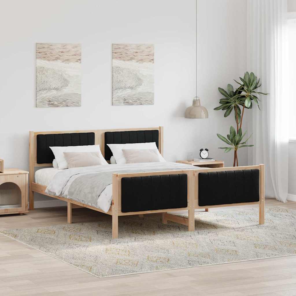 Okvir kreveta Smeđa i crna 150 x 200 cm Masivna borovina