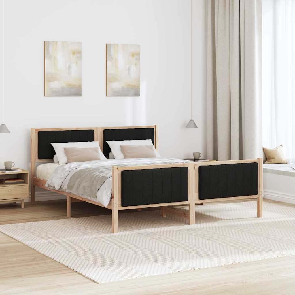 Okvir kreveta Smeđa i crna 150 x 200 cm Masivna borovina