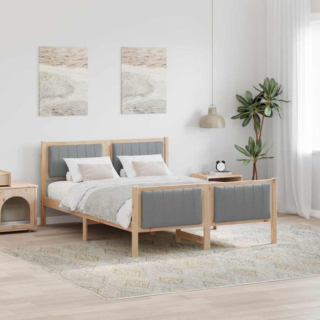 Okvir kreveta s uzglavljem Smeđa i svijetlo siva 140 x 200 cm