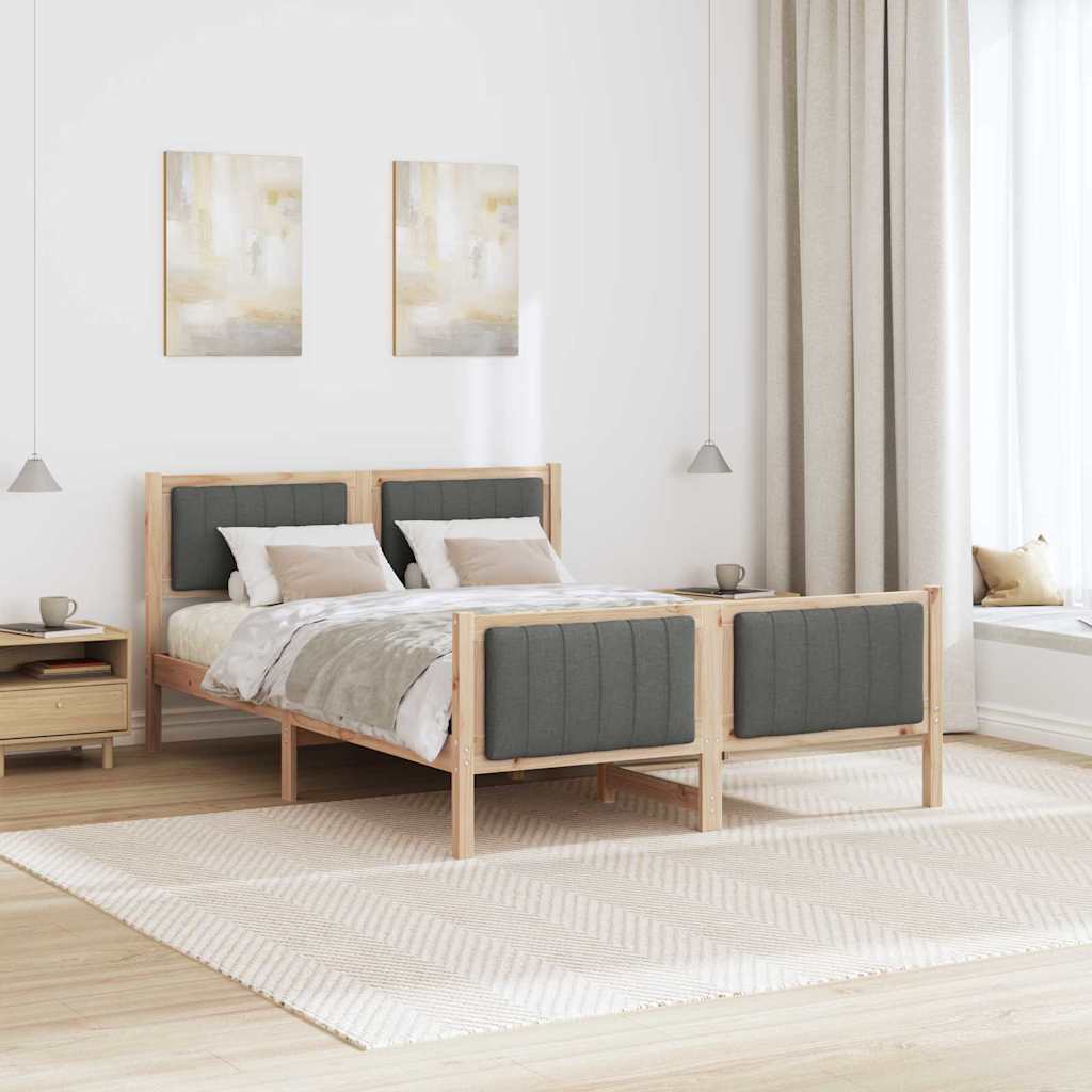 Okvir kreveta smeđe i tamnosivo 140 x 200 cm Masivna borovina