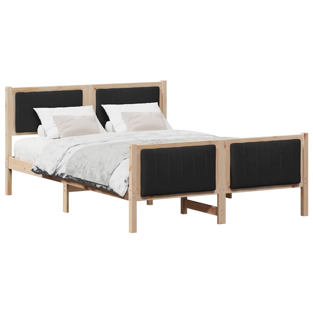 Okvir kreveta Smeđa i crna 140 x 190 cm Masivna borovina