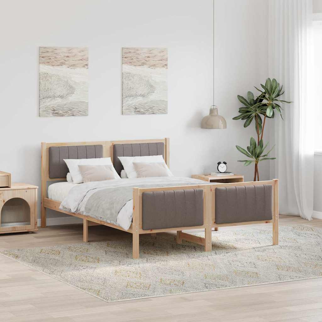 Okvir kreveta Smeđa i taupe 140 x 190 cm Masivna borovina