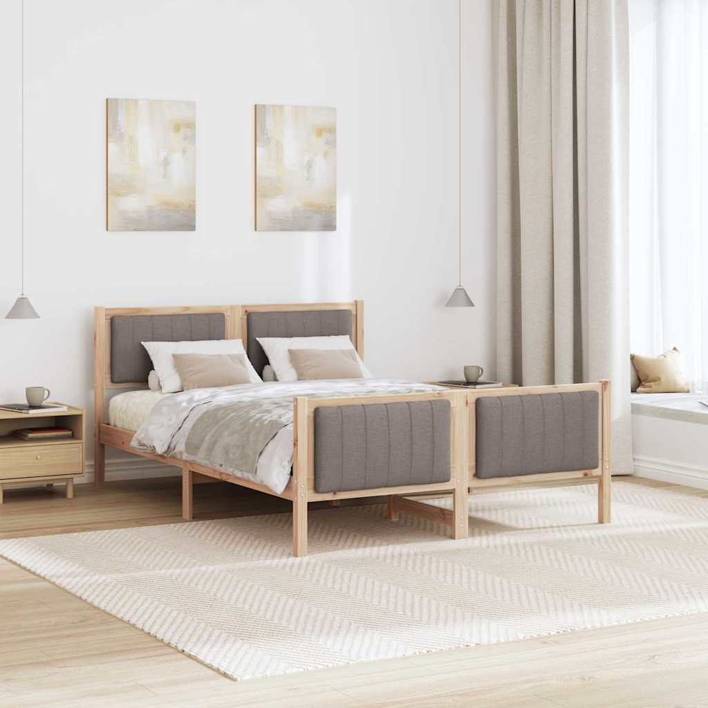 Okvir kreveta Smeđa i taupe 140 x 190 cm Masivna borovina