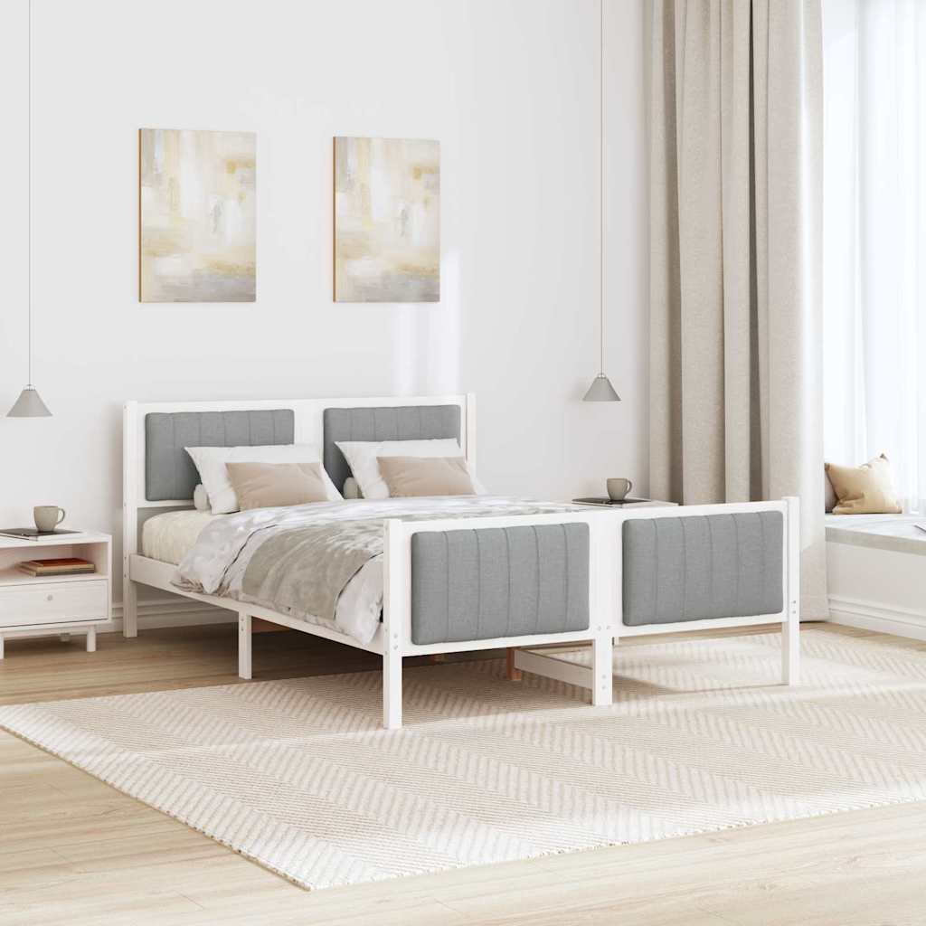 Okvir kreveta s uzglavljem Bijela i svijetlosiva 140 x 190 cm