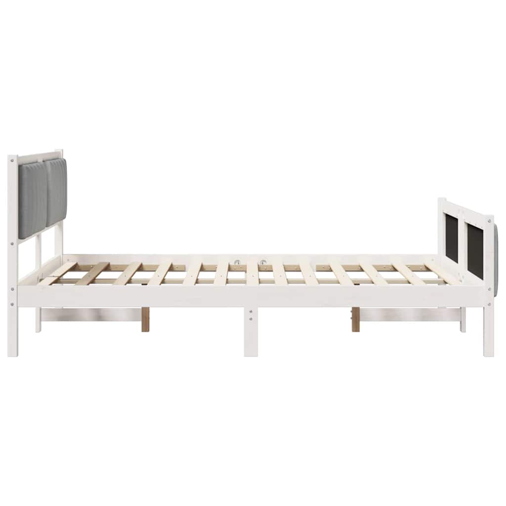 Okvir kreveta s uzglavljem Bijela i svijetlosiva 140 x 190 cm