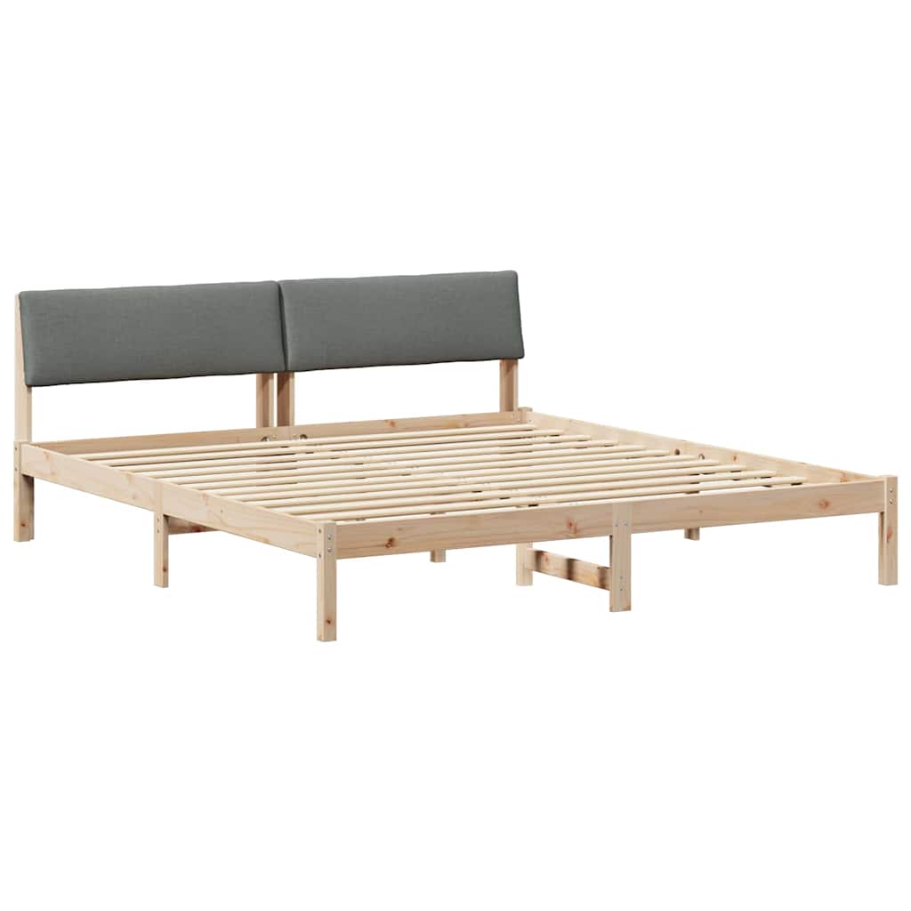 Okvir kreveta smeđe i tamnosivo 200 x 200 cm Masivna borovina