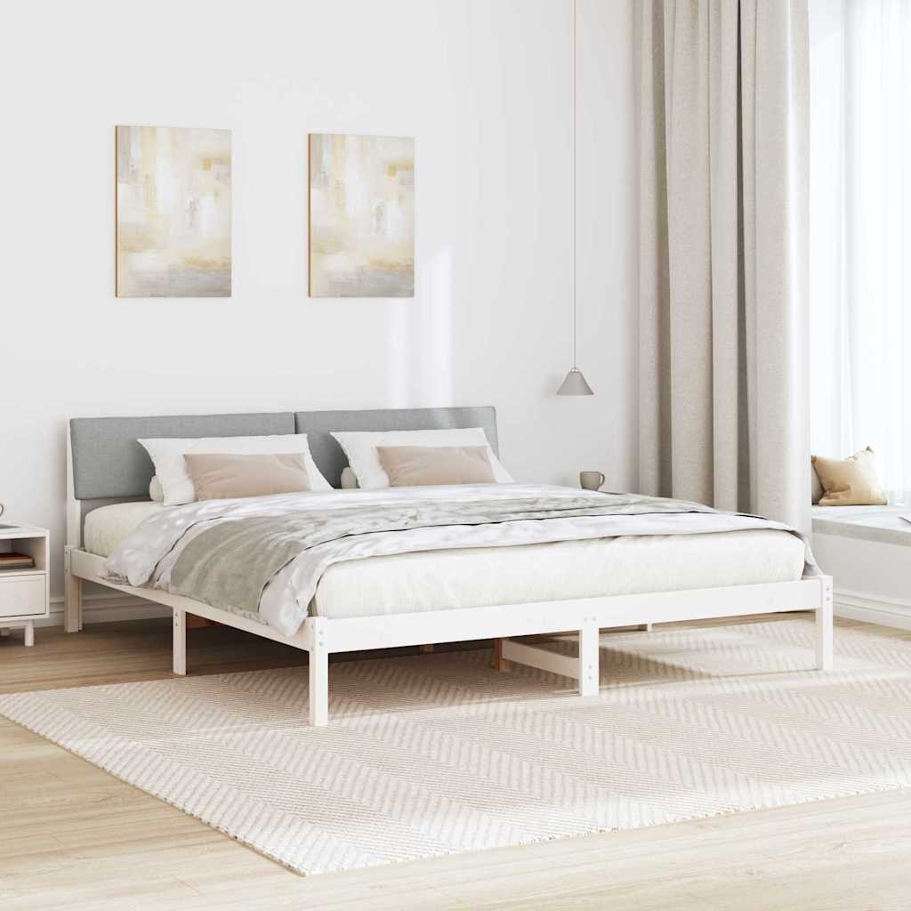 Okvir kreveta s uzglavljem Bijela i svijetlosiva 200 x 200 cm