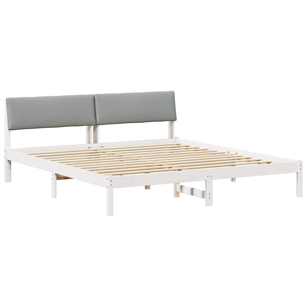 Okvir kreveta s uzglavljem Bijela i svijetlosiva 200 x 200 cm