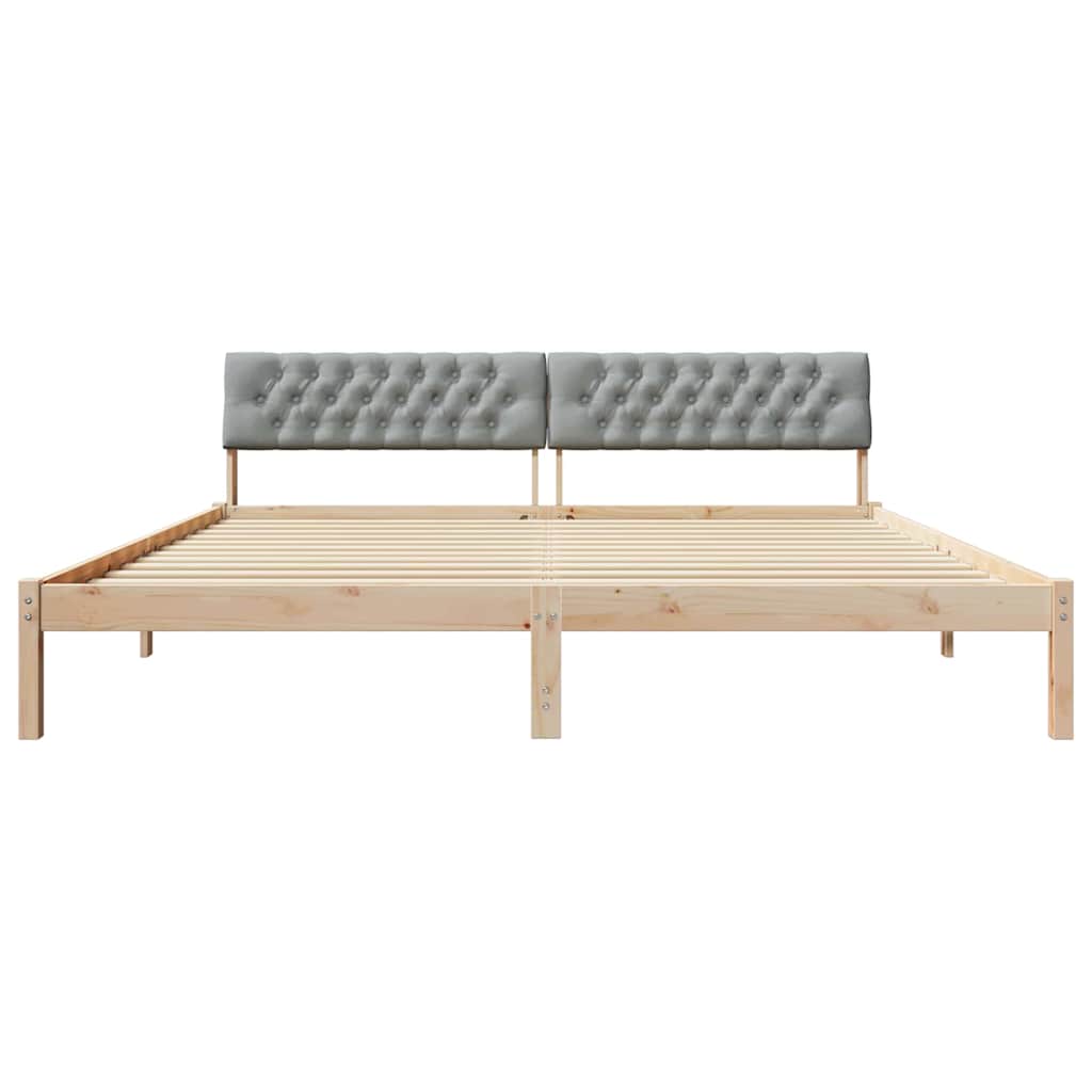 Okvir kreveta s uzglavljem Smeđa i svijetlo siva 200 x 200 cm