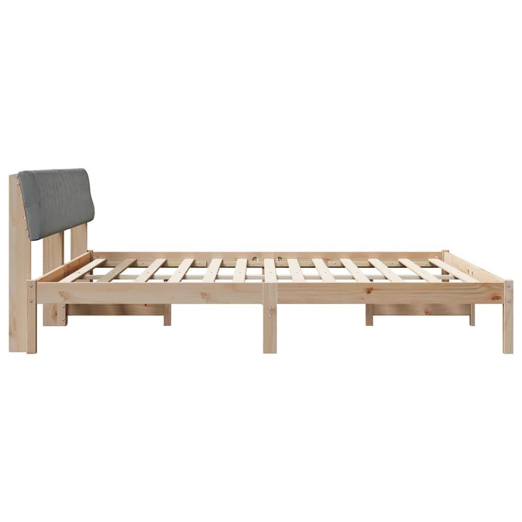 Okvir kreveta s uzglavljem Smeđa i svijetlo siva 200 x 200 cm