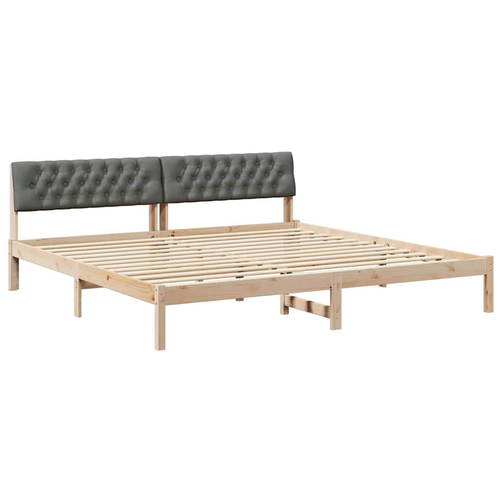 Okvir kreveta smeđe i tamnosivo 200 x 200 cm Masivna borovina