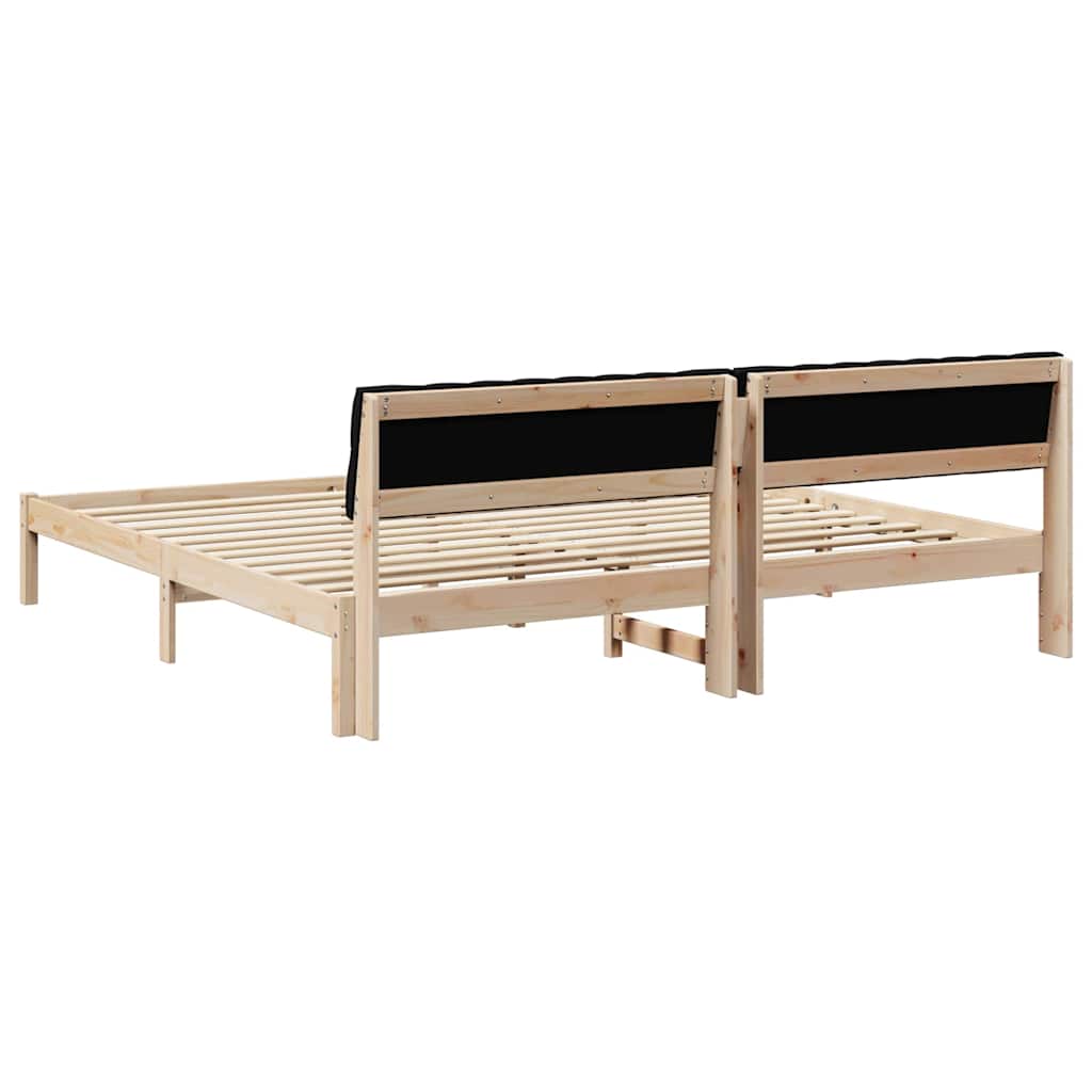 Okvir kreveta Smeđa i crna 200 x 200 cm Masivna borovina