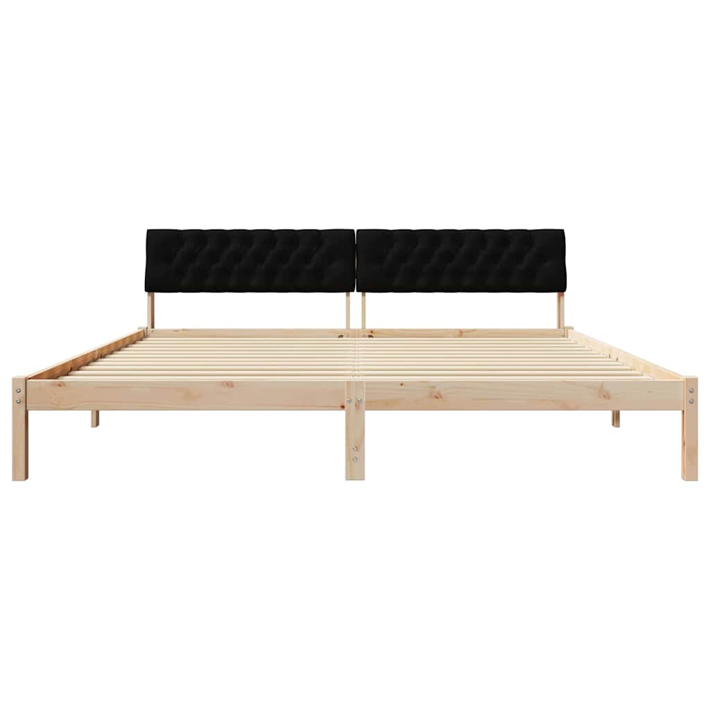 Okvir kreveta Smeđa i crna 200 x 200 cm Masivna borovina
