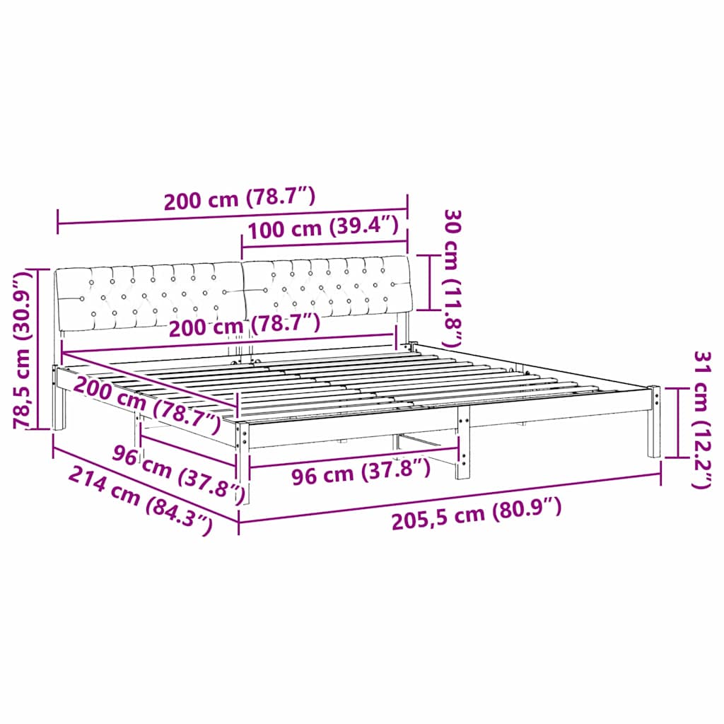 Okvir kreveta Smeđa i taupe 200 x 200 cm Masivna borovina