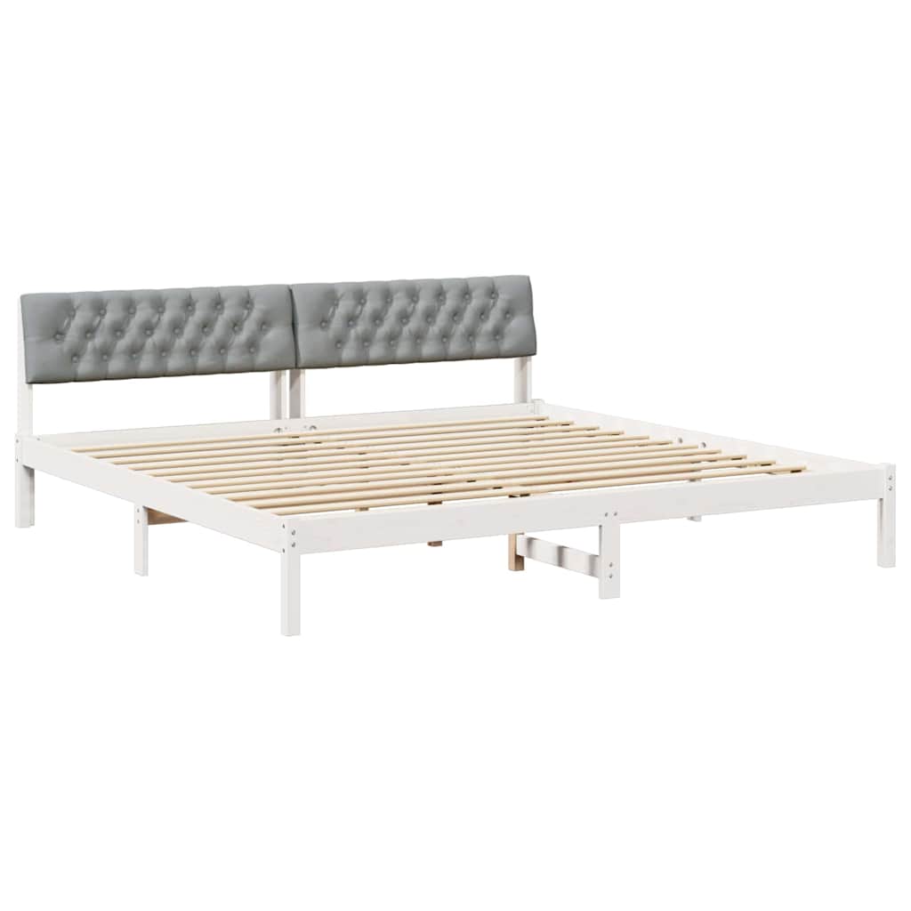 Okvir kreveta s uzglavljem Bijela i svijetlosiva 200 x 200 cm