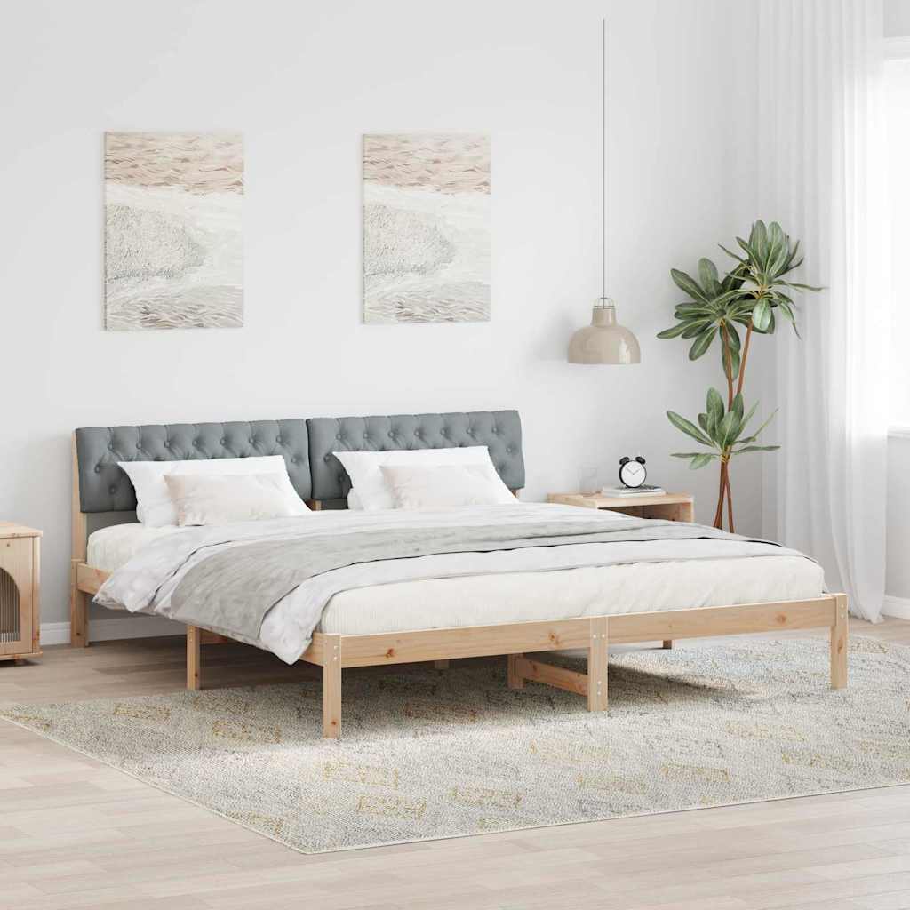 Okvir kreveta s uzglavljem Smeđa i svijetlo siva 180 x 200 cm