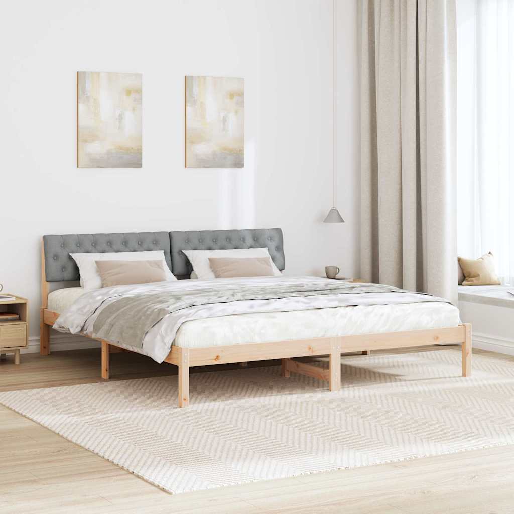Okvir kreveta s uzglavljem Smeđa i svijetlo siva 180 x 200 cm
