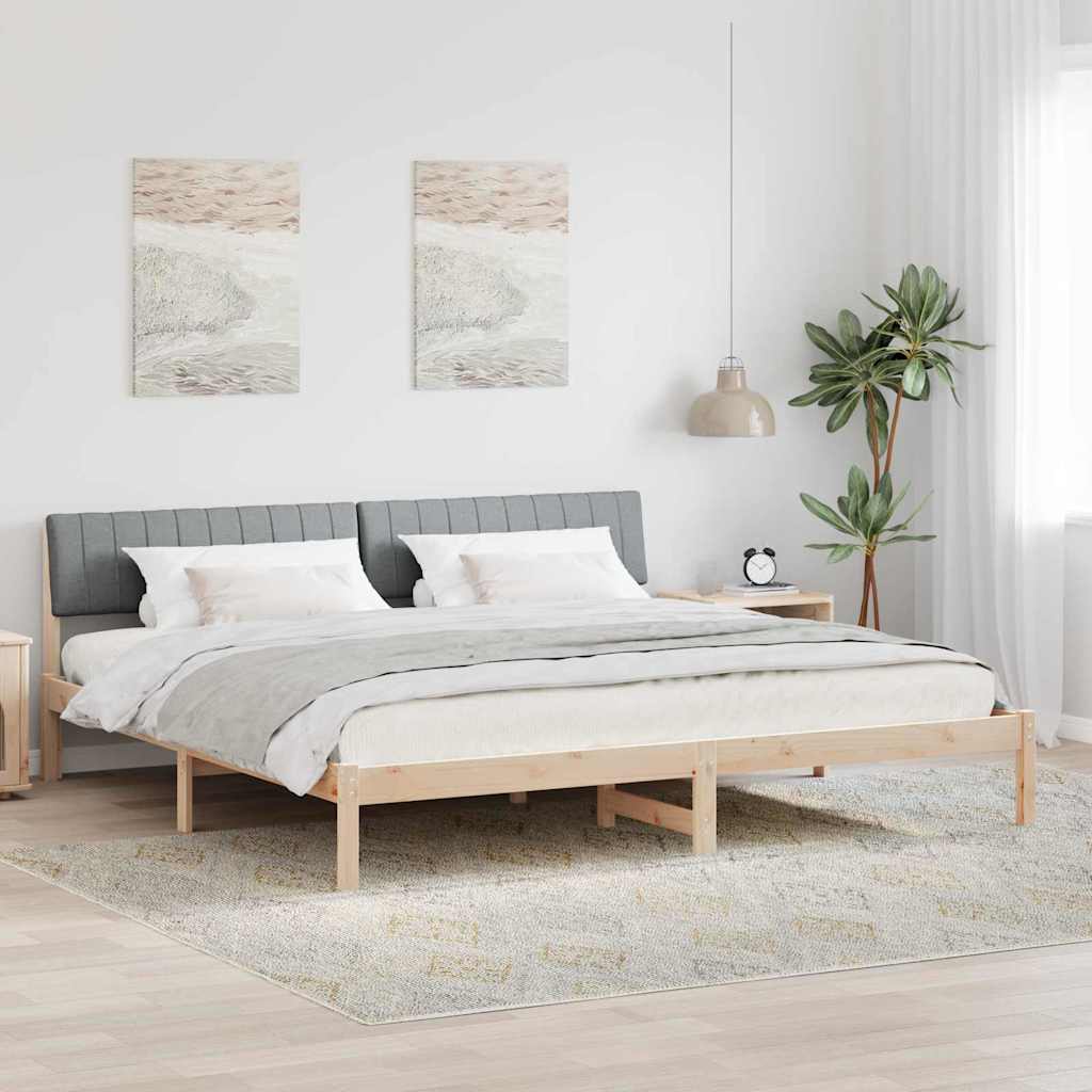 Okvir kreveta s uzglavljem Smeđa i svijetlo siva 200 x 200 cm