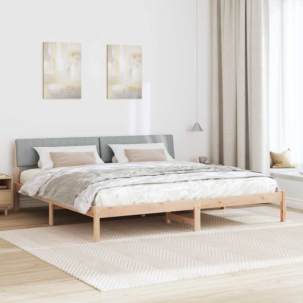Okvir kreveta s uzglavljem Smeđa i svijetlo siva 200 x 200 cm