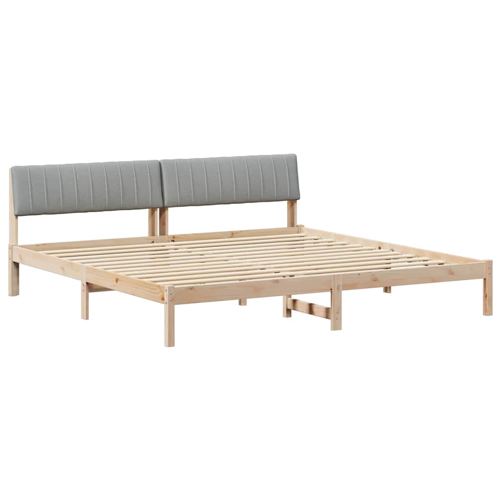 Okvir kreveta s uzglavljem Smeđa i svijetlo siva 200 x 200 cm