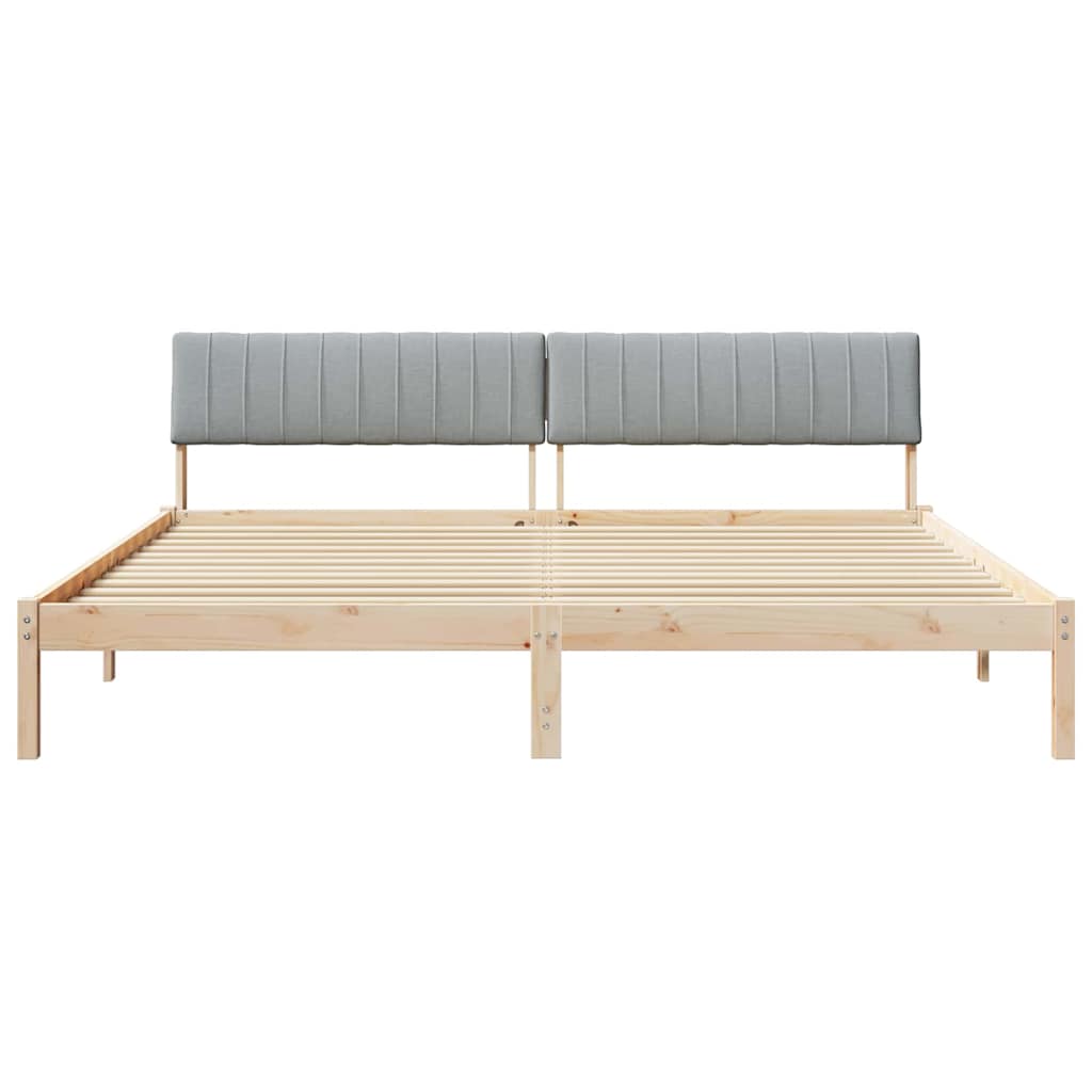 Okvir kreveta s uzglavljem Smeđa i svijetlo siva 200 x 200 cm