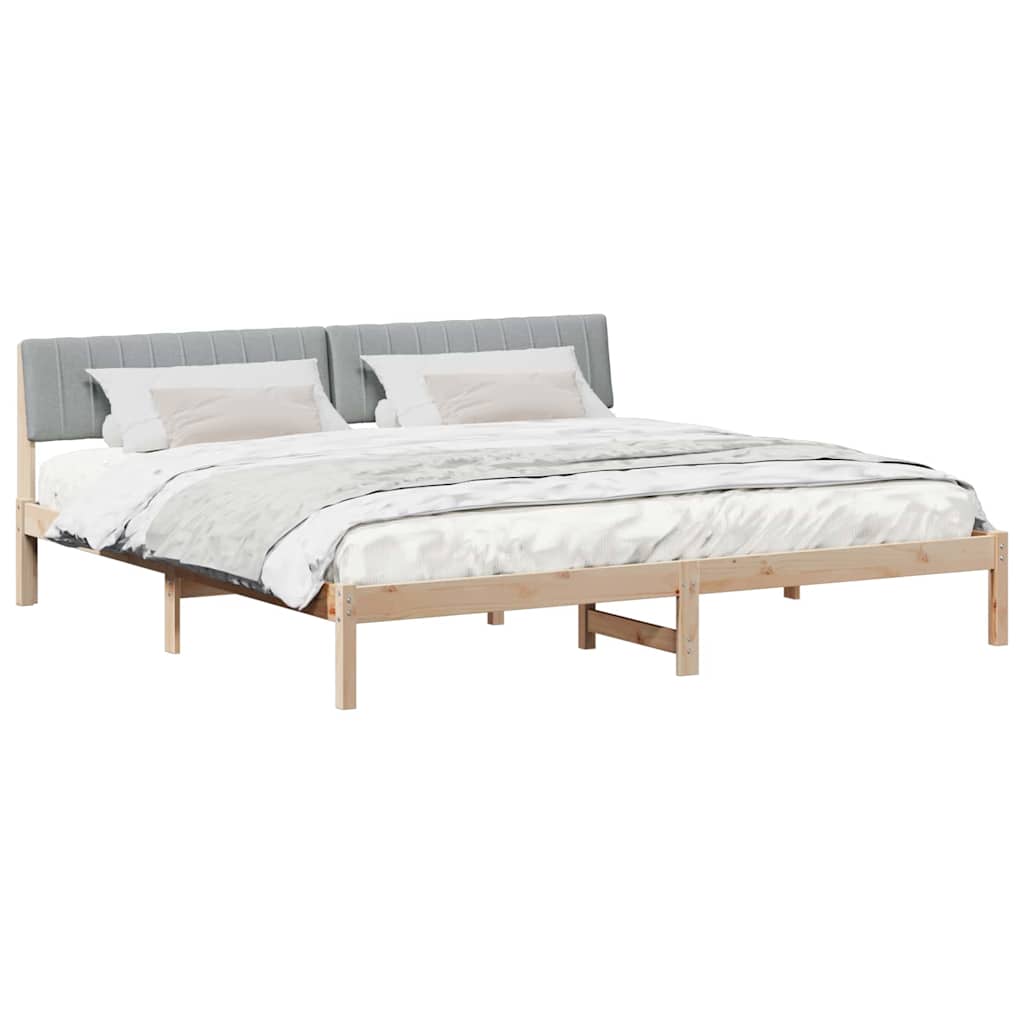 Okvir kreveta s uzglavljem Smeđa i svijetlo siva 200 x 200 cm
