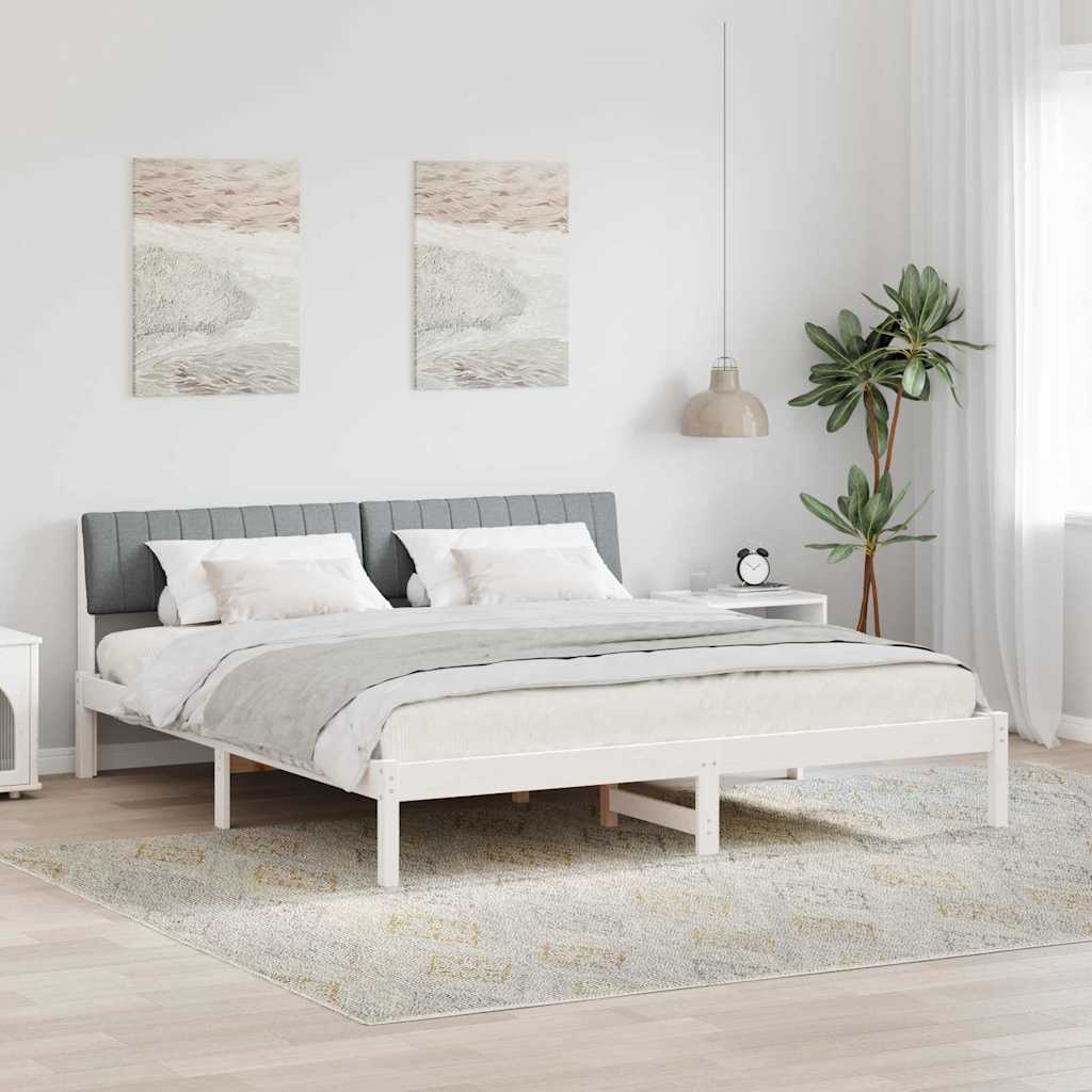 Okvir kreveta s uzglavljem Bijela i svijetlosiva 180 x 200 cm
