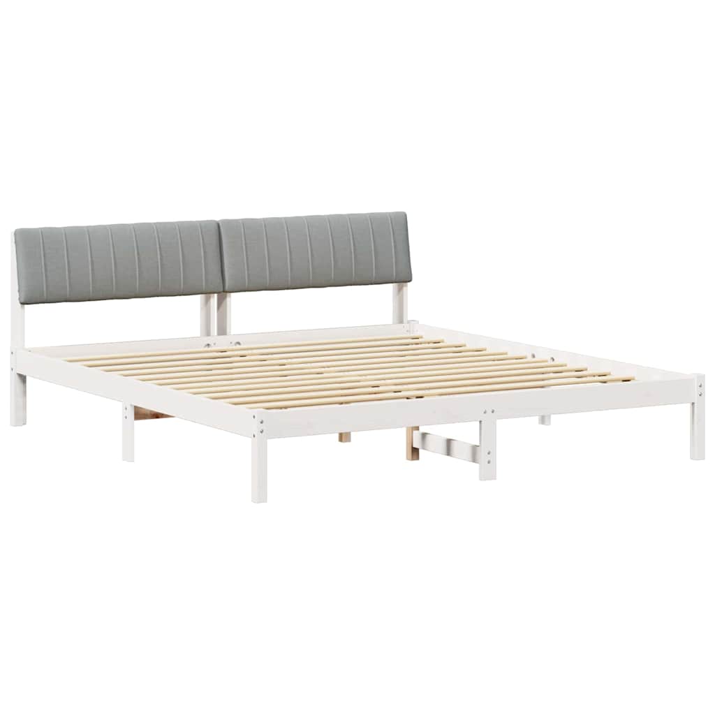 Okvir kreveta s uzglavljem Bijela i svijetlosiva 180 x 200 cm