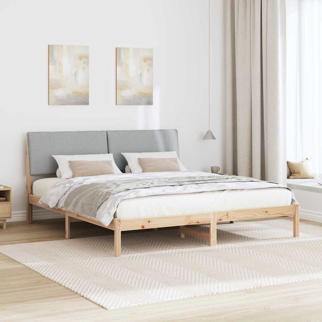 Okvir kreveta s uzglavljem Smeđa i svijetlo siva 200 x 200 cm