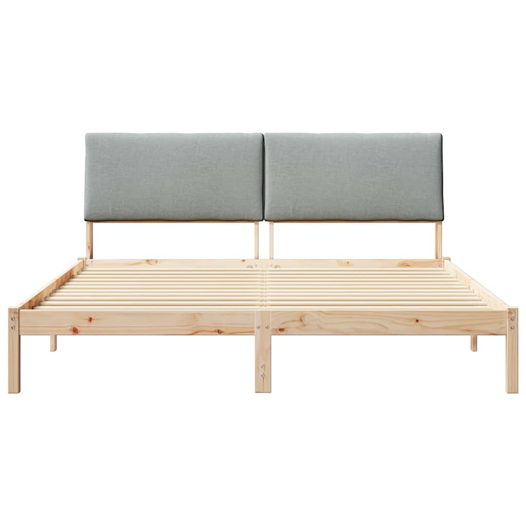Okvir kreveta s uzglavljem Smeđa i svijetlo siva 200 x 200 cm
