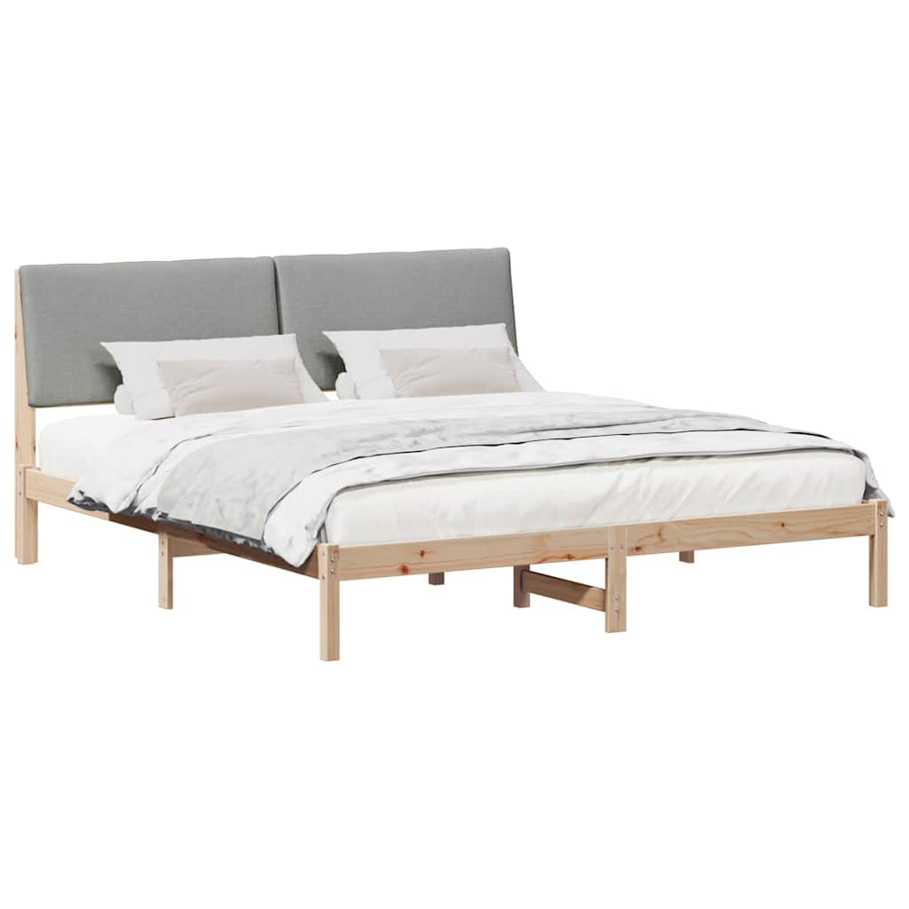 Okvir kreveta s uzglavljem Smeđa i svijetlo siva 200 x 200 cm