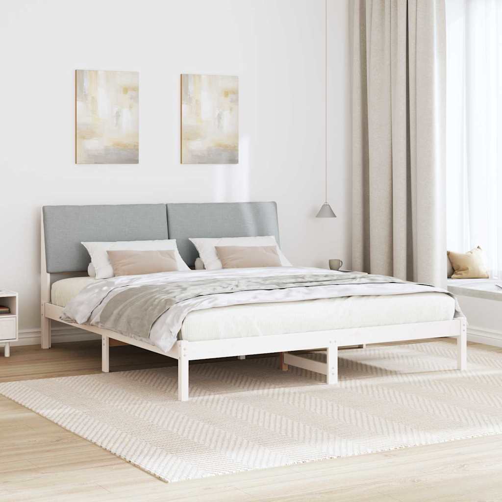 Okvir kreveta s uzglavljem Bijela i svijetlosiva 200 x 200 cm