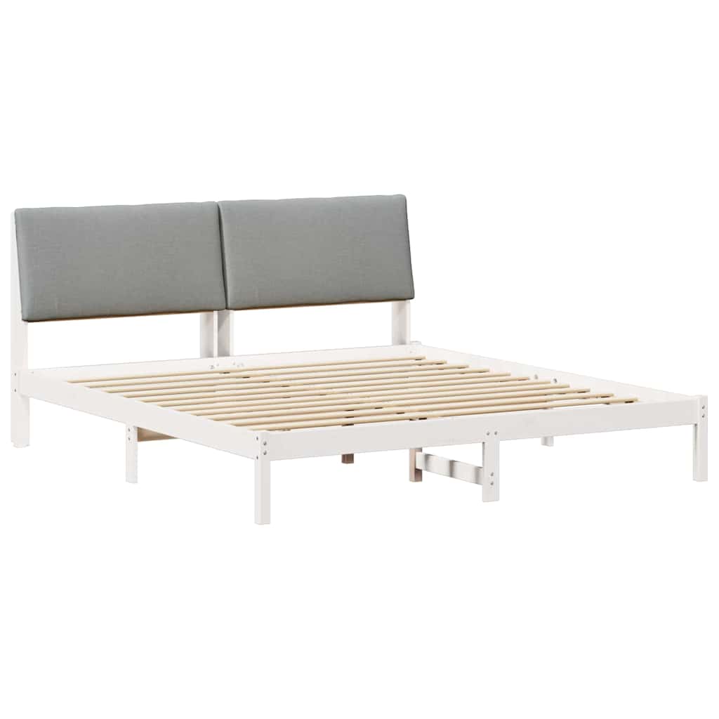Okvir kreveta s uzglavljem Bijela i svijetlosiva 200 x 200 cm