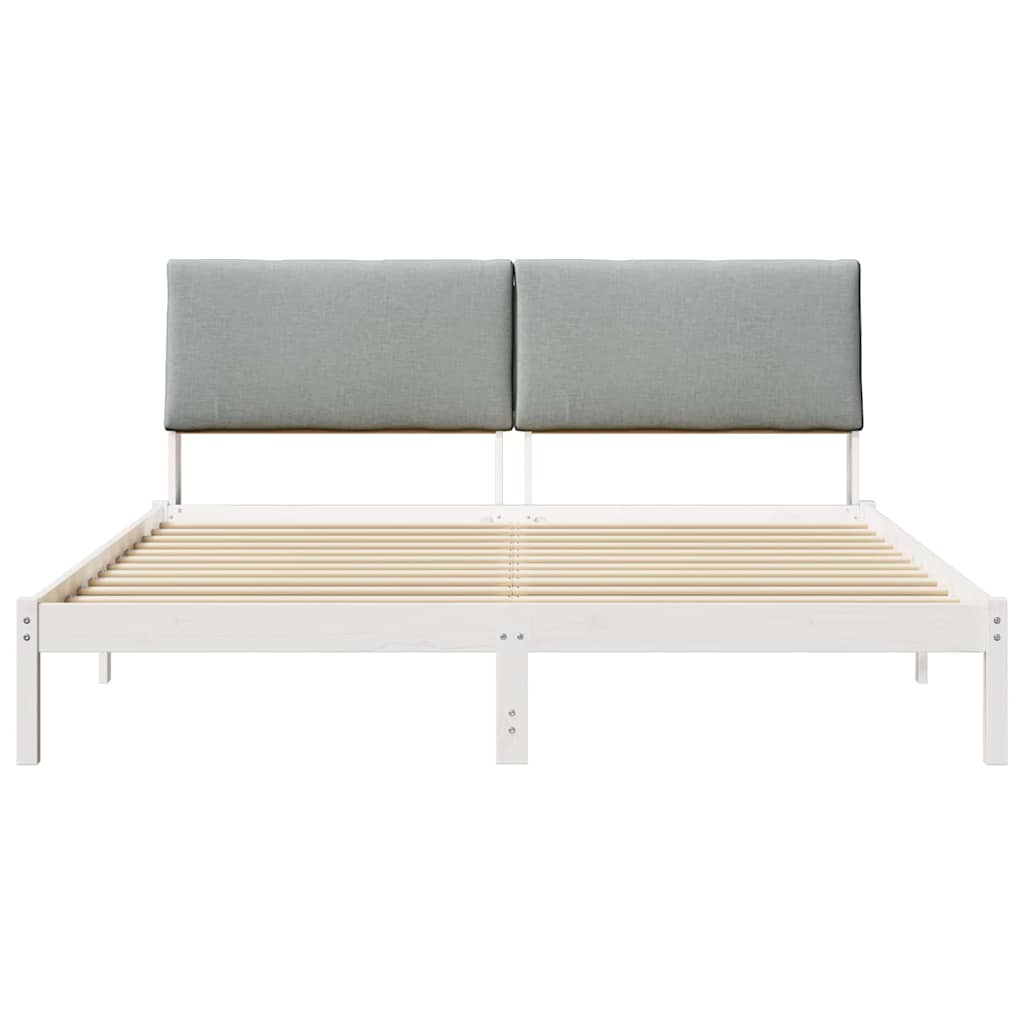 Okvir kreveta s uzglavljem Bijela i svijetlosiva 200 x 200 cm