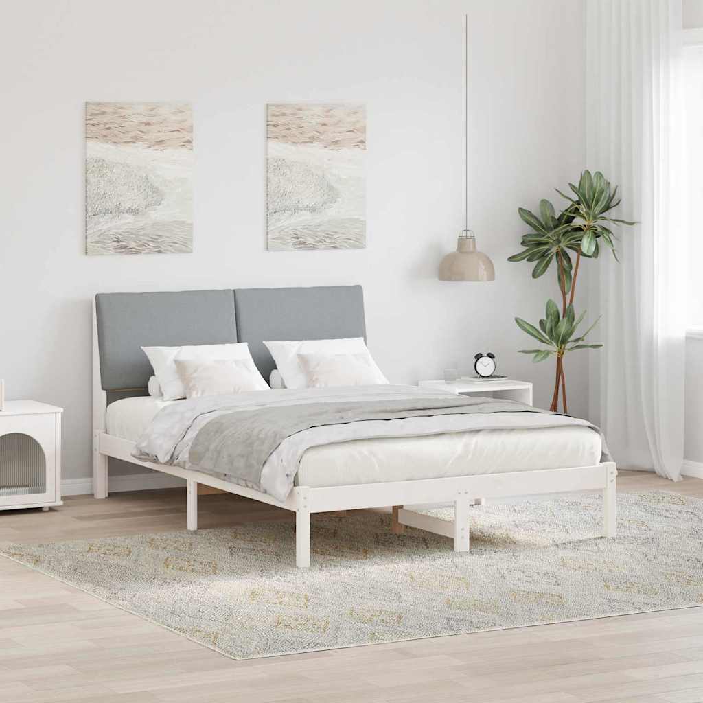 Okvir kreveta s uzglavljem Bijela i svijetlosiva 160 x 200 cm
