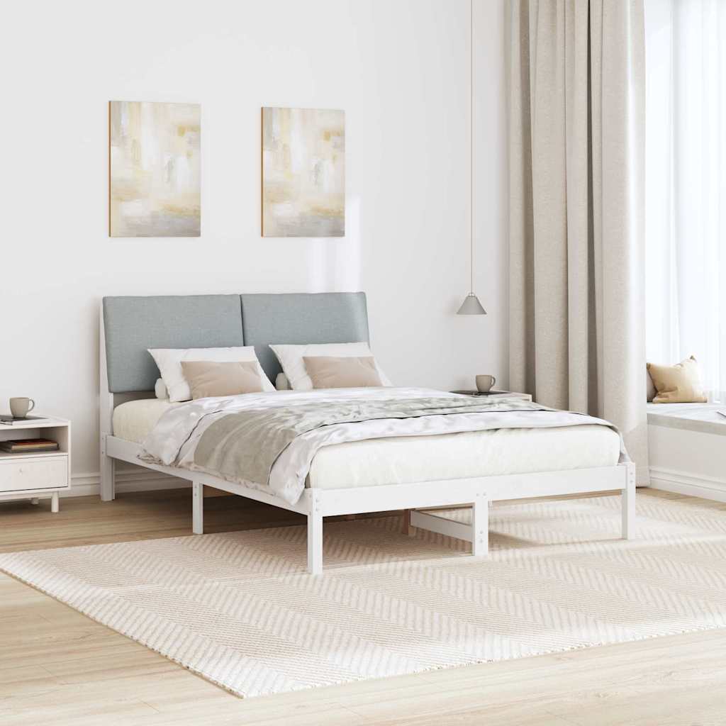 Okvir kreveta s uzglavljem Bijela i svijetlosiva 150 x 200 cm