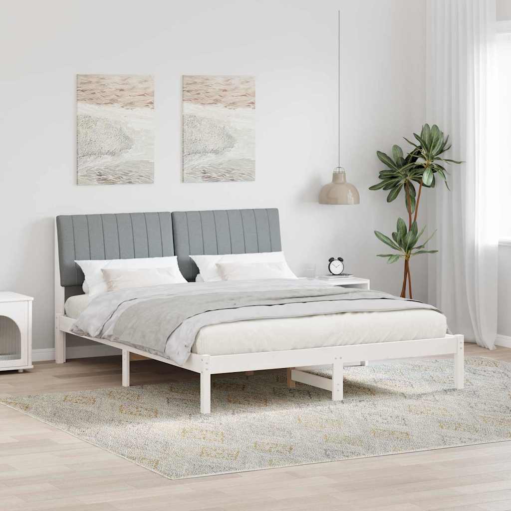 Krevetna konstrukcija Bijelo 150 x 200 cm Čvrsto borovo drvo