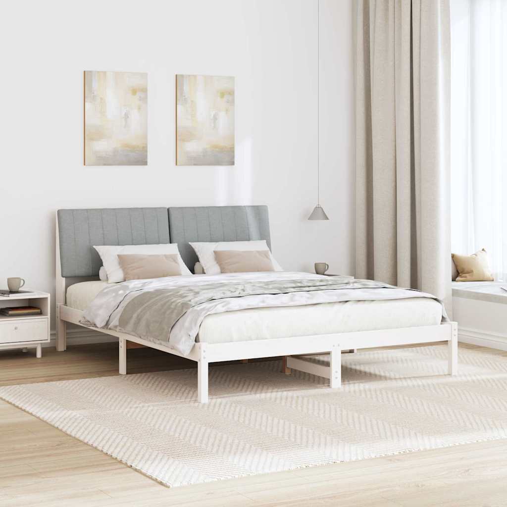 Krevetna konstrukcija Bijelo 150 x 200 cm Čvrsto borovo drvo