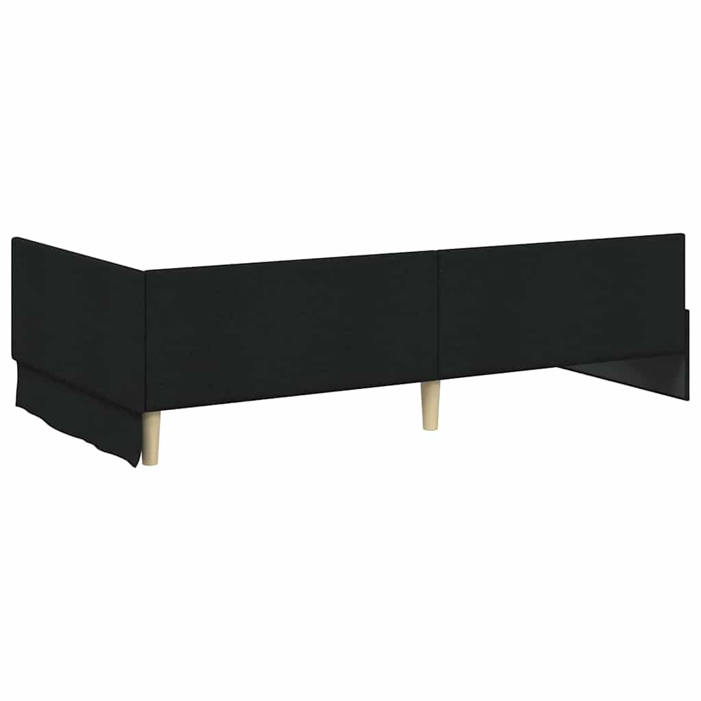 Kutni krevetni okvir s madracem Ostalo 2 pcs Crna tkanina