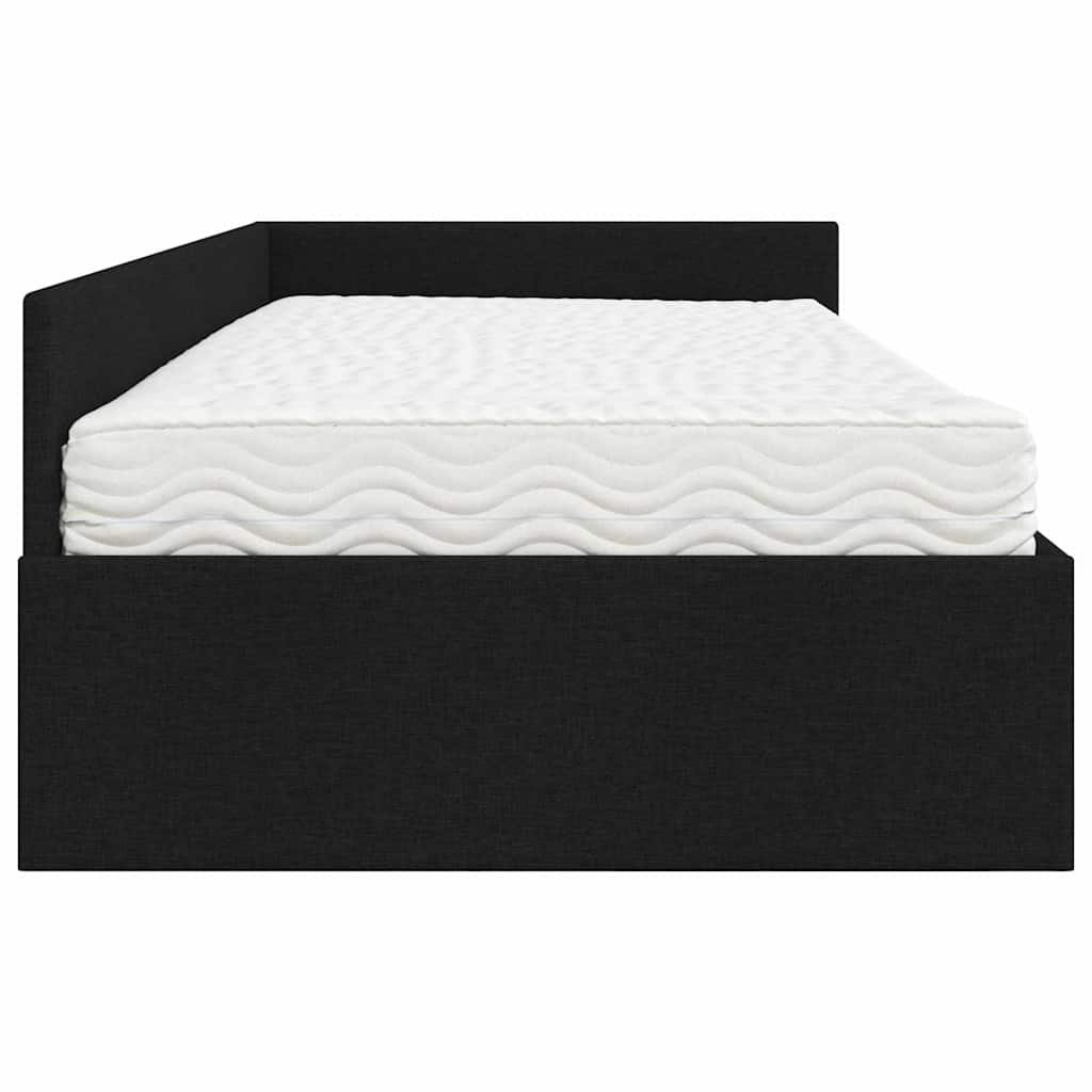 Kutni krevetni okvir s madracem Ostalo 2 pcs Crna tkanina